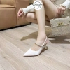 Giày cao gót quai ngang đính đá mũi nhọn 5P/7P chất si mờ lì - Sang trọng dự tiệc, giảm còn 180.000đ 2