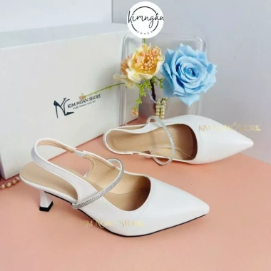 Giày cao gót quai ngang đính đá mũi nhọn 5P/7P chất si mờ lì - Sang trọng dự tiệc, giảm còn 180.000đ 8