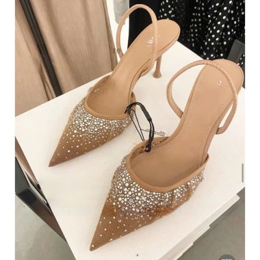 Giày cao gót Quai Ngang Đính Ngọc Đế Vuông 7cm D19 - Giá rẻ 179.280đ