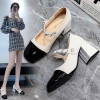 Giày cao gót Quai Ngang Đính Ngọc Đế Vuông 7cm D19 - Giá rẻ 179.280đ 6