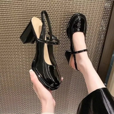 Giày cao gót sandal 7 phân đế đúp quai hậu NGUYENTHAO 85CG da bóng thời trang công sở siêu đẹp - Giá chỉ 159.000₫