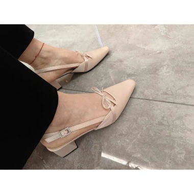 Giày cao gót slingback mũi nhọn nơ nhỏ Hàn Quốc - gót 5cm êm chân 269k 7