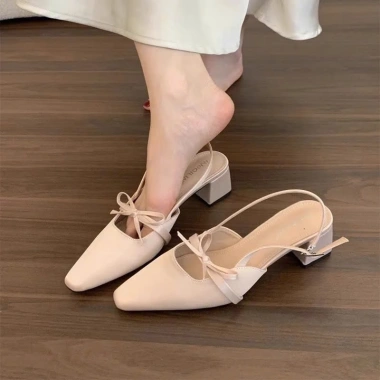 Giày cao gót slingback mũi nhọn nơ nhỏ Hàn Quốc - gót 5cm êm chân 269k 10