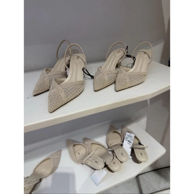 Giày cao gót Z sandal nữ mũi nhọn lưới đan 7cm màu be, đen, đi tiệc, dạo phố, công sở 2 Giày cao gót Z sandal nữ mũi nhọn lưới đan 7cm màu be, đen, đi tiệc, dạo phố, công sở 2