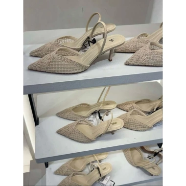 Giày cao gót Z sandal nữ mũi nhọn lưới đan 7cm màu be, đen, đi tiệc, dạo phố, công sở 3 Giày cao gót Z sandal nữ mũi nhọn lưới đan 7cm màu be, đen, đi tiệc, dạo phố, công sở 3