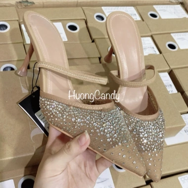 Giày cao gót ZR vải lưới đính đá quai trước 8cm fullbox - giảm giá 309k