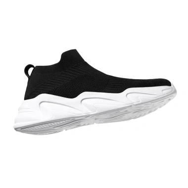Giày chạy bộ size lớn 36-48 lưới dệt kim thoáng khí, chống trơn trượt, slip on đen trắng