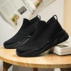 Giày chạy bộ size lớn 36-48 lưới dệt kim thoáng khí, chống trơn trượt, slip on đen trắng 5