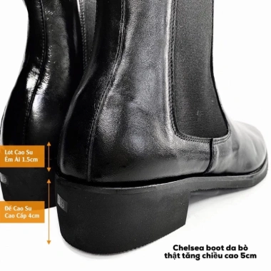 Giày Chelsea Boot Nam Da Bò Thật TEFOSS HT650 Tăng Chiều Cao Đế Khâu Size 38-44 Nappa