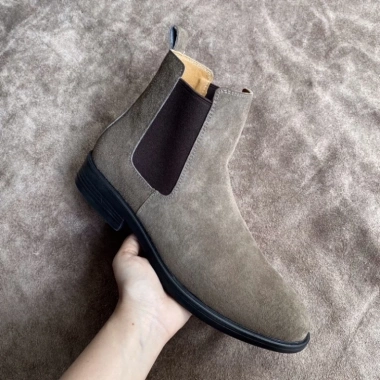 Giày Chelsea Boot Nam Da Thật TEFOSS HN601 Mũi Tròn Cá Tính Size 38-44 Nude Tan