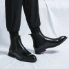 Giày Chelsea nam đế đỏ PU mắt cá chân slip‑on mũi tròn công sở, size 38‑46, miễn phí vận chuyển 3