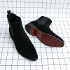 Giày Chelsea nam đế đỏ PU mắt cá chân slip‑on mũi tròn công sở, size 38‑46, miễn phí vận chuyển 6