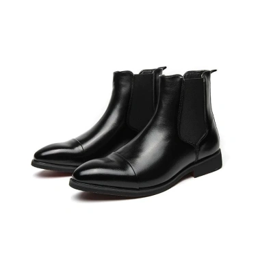Giày Chelsea nam đế đỏ PU mắt cá chân slip‑on mũi tròn công sở, size 38‑46, miễn phí vận chuyển