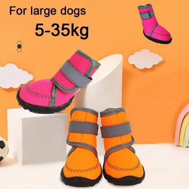 Giày chó chống trượt cao cổ 5‑35kg, chống thấm, phản quang, đế cao su Velcro rộng, bảo vệ đệm chân 2