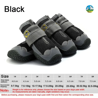 Giày chó chống trượt thoáng khí Velcro - Đế cao su bền, 4 mùa, dải phản quang, phù hợp cho chó nhỏ tới lớn
