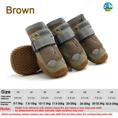 Giày chó chống trượt thoáng khí Velcro - Đế cao su bền, 4 mùa, dải phản quang, phù hợp cho chó nhỏ tới lớn