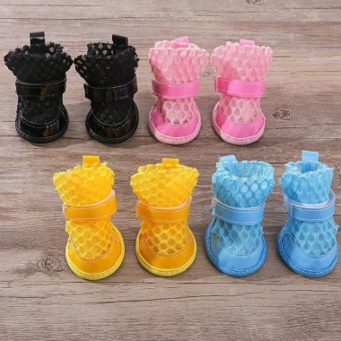 Giày chó nhỏ chống trượt phản quang Velcro thoáng khí, bảo vệ bàn chân 4 mùa 2