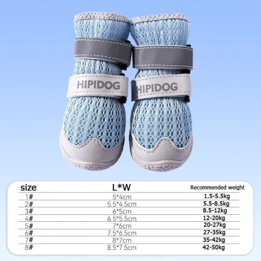 Giày chó size Velcro 2 lớp đế mềm lưới chống trượt, đi mưa & trong nhà 1.5‑50kg 9