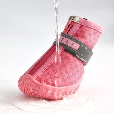 Giày chống nước chó đi mưa & đêm đế cao su Velcro phản quang thoáng khí - 575.140₫