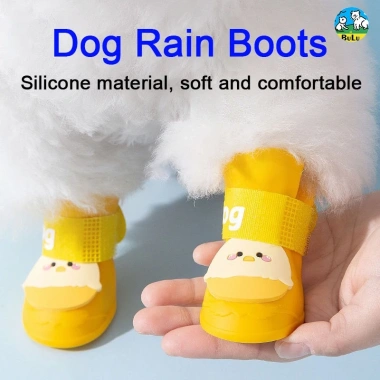 Giày chống nước silicone cho chó nhỏ, chống trơn, dây Velcro dán, bảo vệ bàn chân - 304k