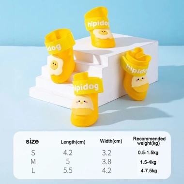 Giày chống nước silicone cho chó nhỏ, chống trơn, dây Velcro dán, bảo vệ bàn chân - 304k 9