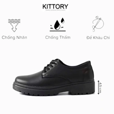 Giày Chunky Derby Nam Đen Trơn - Da Basics Nam Tính, Co Giãn, Dễ Phối, Giá 435k