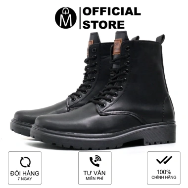 Giày Combat Boots Chunky da lì chống nhăn, đế cao, phong cách mạnh mẽ MĐ G1.105