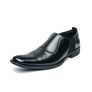 Giày công sở brogue da đen mũi nhọn, trang trọng cổ điển, giảm giá 523.165 VND