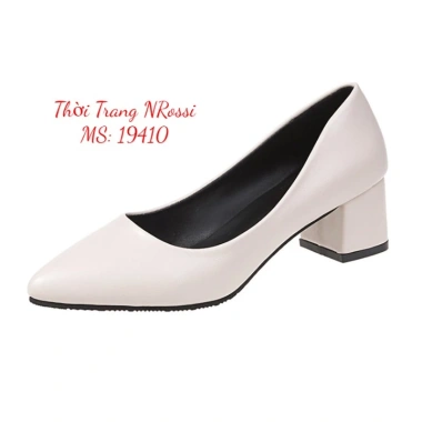 Giày công sở gót vuông 5 phân màu kem - Big size 40-44, thoải mái, giá ưu đãi