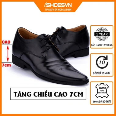Giày công sở nam da bò tăng chiều cao 7cm giảm 10% ISHOESVN IS119 giá 950.000₫