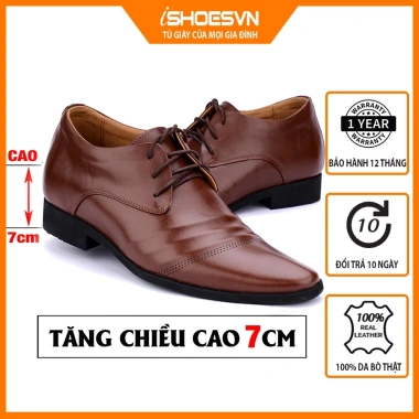 Giày công sở nam da bò tăng chiều cao 7cm giảm 10% ISHOESVN IS119 giá 950.000₫
