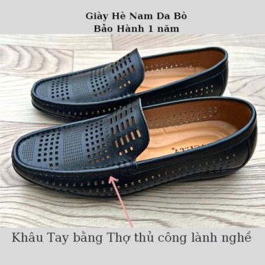 Giày công sở nam da bò thật, thoáng mát mùa hè - Giá 389.000, BH 1 năm 6