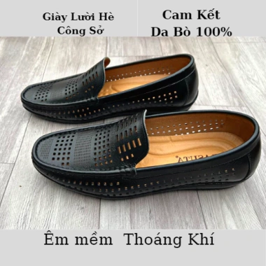 Giày công sở nam da bò thật, thoáng mát mùa hè - Giá 389.000, BH 1 năm 7