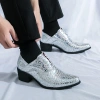 Giày công sở nam gót cao buộc dây da cưới, tăng 6cm, size 38-46, thiết kế trang trọng