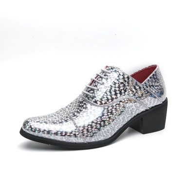 Giày công sở nam gót cao buộc dây da cưới, tăng 6cm, size 38-46, thiết kế trang trọng
