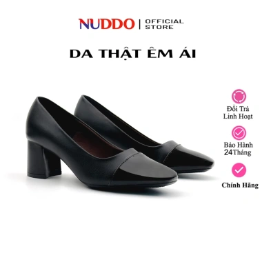 Giày công sở nữ cao gót 5cm bít mũi da thật Nuddo N1.015D Giá chỉ 455.000 VND