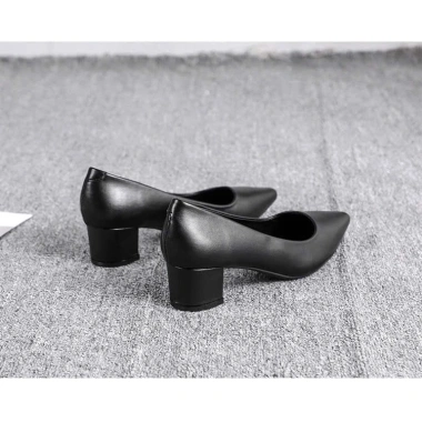 Giày công sở nữ gót vuông da thật màu đen, size 34-40, êm mềm - Giá 450.000đ