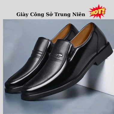 Giày công sở trung niên da nò, đế cao su khâu chắc, giảm 150k - Quà bố tuyệt vời
