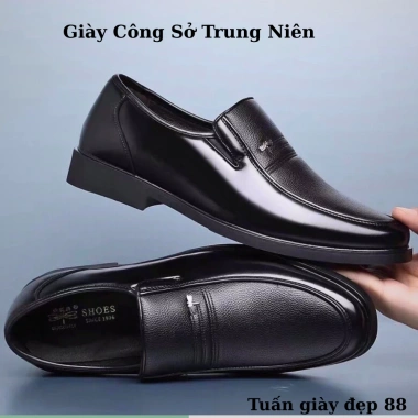 Giày công sở trung niên da nò, đế cao su khâu chắc, giảm 150k - Quà bố tuyệt vời