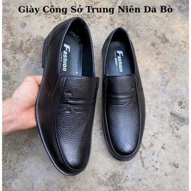 Giày công sở trung niên da nò, đế cao su khâu chắc, giảm 150k - Quà bố tuyệt vời