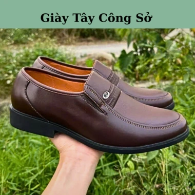 Giày công sở trung niên da nò, đế cao su khâu chắc, giảm 150k - Quà bố tuyệt vời