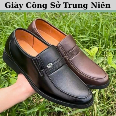 Giày công sở trung niên da nò, đế cao su khâu chắc, giảm 150k - Quà bố tuyệt vời