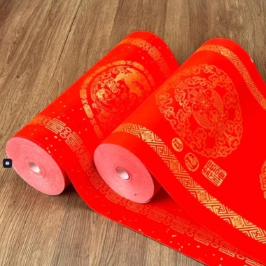 Giấy cuộn câu đối đỏ 50m/100m - Thư pháp Tết, họa tiết vàng ánh kim, chất lượng cao, không nhòe màu, giá chỉ 92.000₫ 2