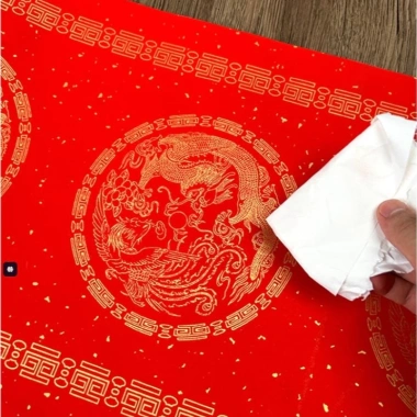 Giấy cuộn câu đối đỏ 50m/100m - Thư pháp Tết, họa tiết vàng ánh kim, chất lượng cao, không nhòe màu, giá chỉ 92.000₫ 8