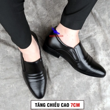 Giày da bò nam tăng chiều cao 6cm mẫu mới Lười Tây công sở G-15 giá rẻ 350k