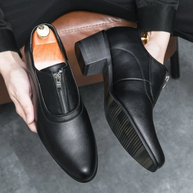 Giày Da Cao Gót Nam Đế Xuồng Dày 6cm Khóa Kéo Cá Tính - Giá ưu đãi 567.000₫ 2