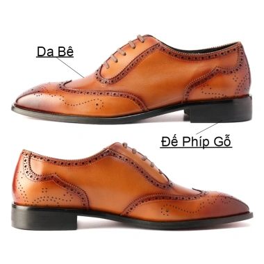 Giày da nam cao cấp đế phíp da bò thật Oxford lịch lãm, bảo hành 1 năm, chỉ 869k