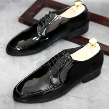 Giày da nam công sở đế cao 3cm, da bóng gắn mác kim loại RUNO G19 38‑43 339k