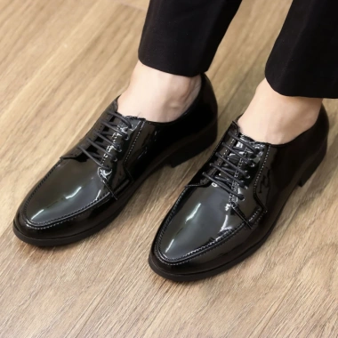 Giày da nam công sở đế cao 3cm, da bóng gắn mác kim loại RUNO G19 38‑43 339k