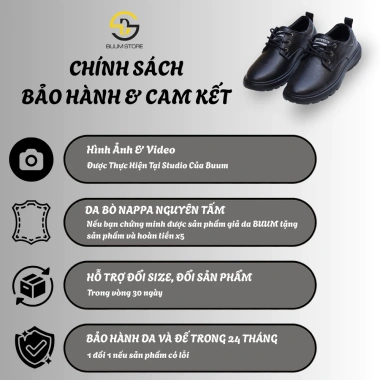 Giày Da Nam Derby Buộc Dây Công Sở Trẻ Trung Da Bò Nappa Đế Đúc Tăng Cao - BS012